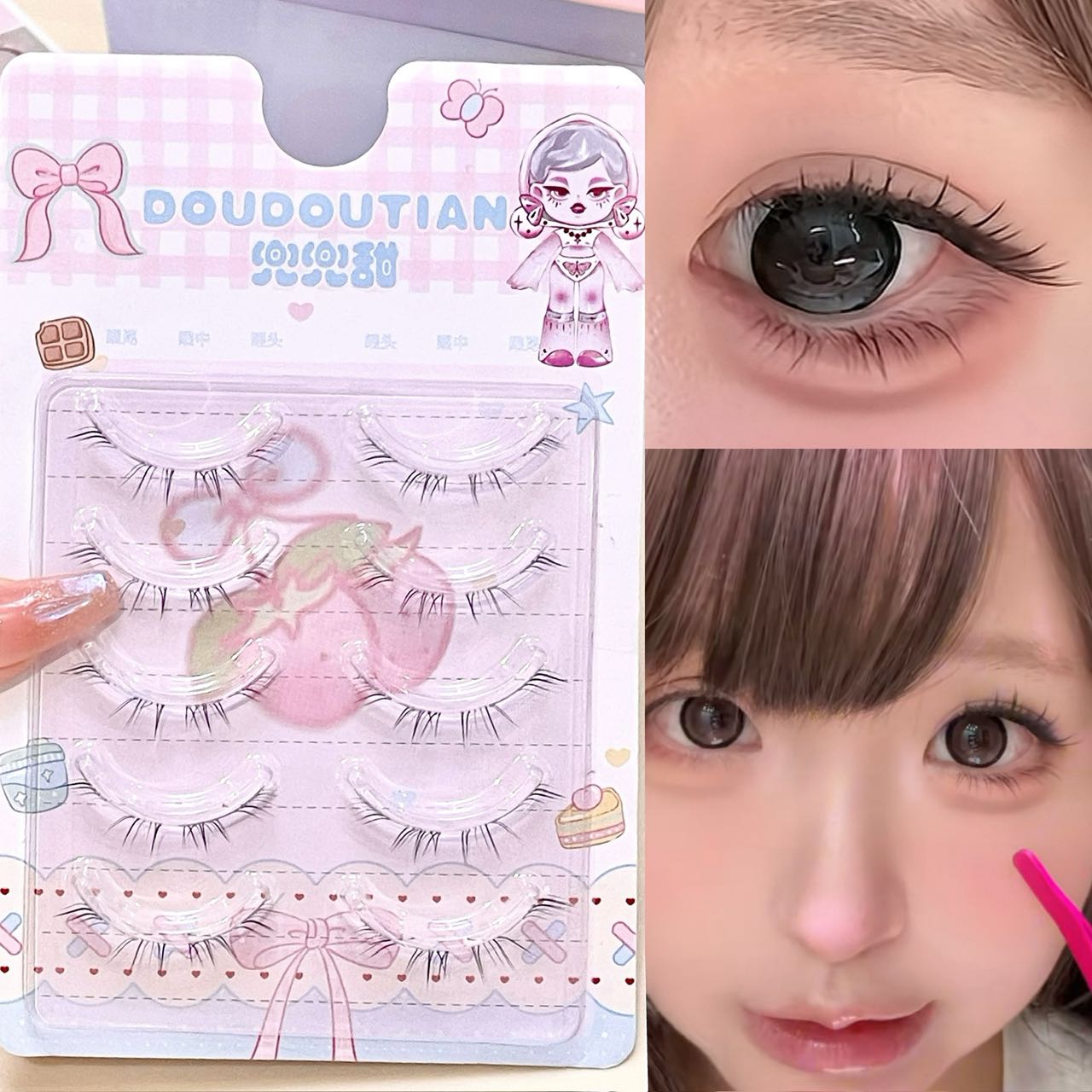 Eyelash Extension Natural - Doudoutian Ultrafeine Volle Streifen-Wimpern für den