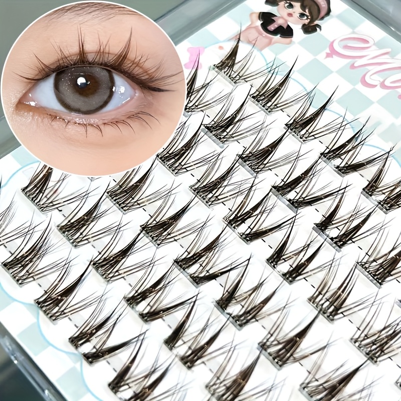 Eyelash Extension Natural - Mixiaohe Hellbraune Klebefreie Cluster-Wimpern 48 Stück
