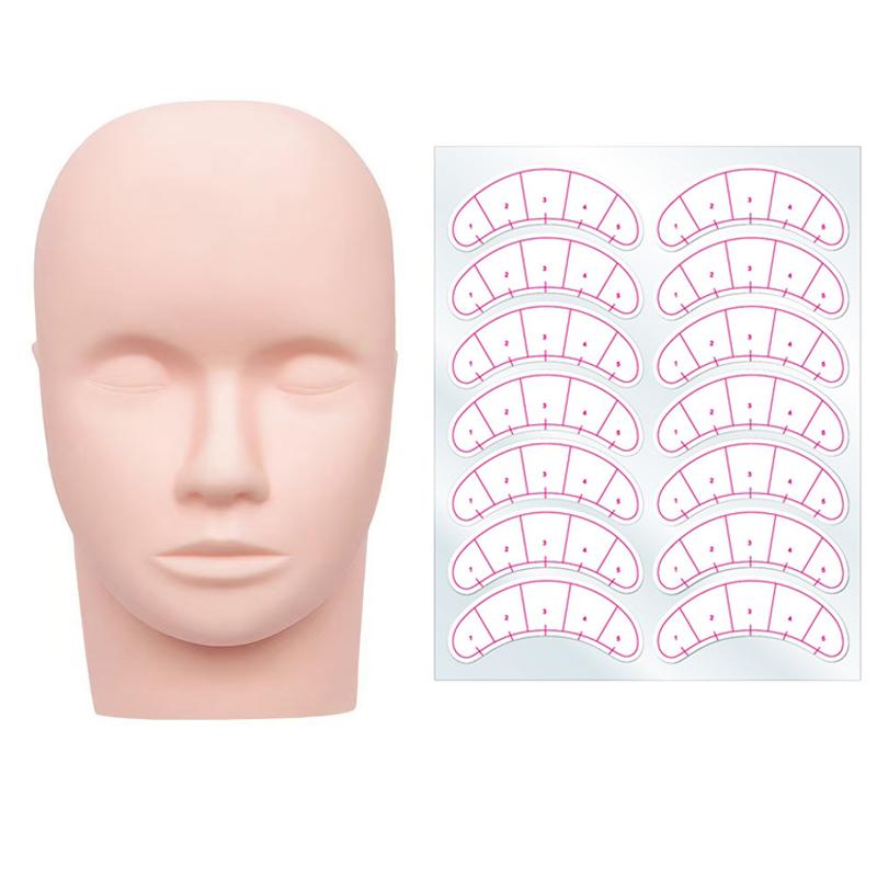 Lash Mapping Sticker - 1 Stück Übungskopf & 10 Blatt
