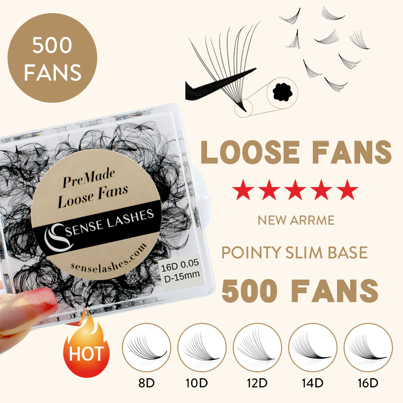 Eyelash Extension Medium - 500 Fächer, handgefertigt, lose, vorgefertigte Fächer,